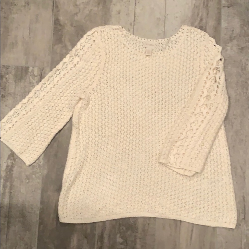 Chico’s cream colored crochet style sweater